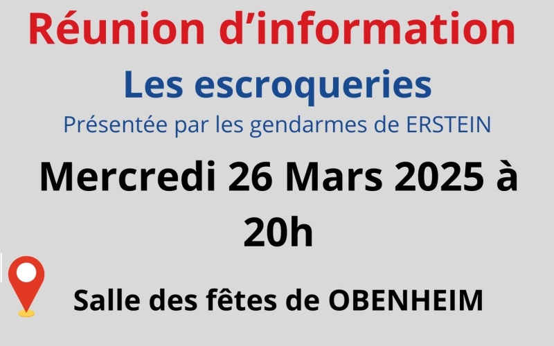 Réunion d'information - les escroqueries à OBENHEIM